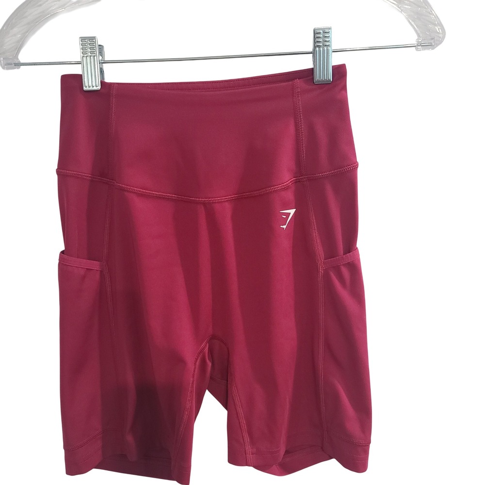 Gymshark Training Shorts Berry Pink High Waisted Side Pocket XS B4A8W‎